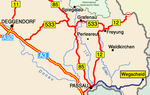 Anfahrtsbeschreibung nach Wegscheid